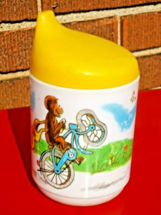 Curious George Vtg.  Sippy Cup / Curious George Rides A Bike /1996 Zak Designs