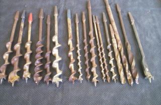 Antique Tools Brace Bit Hand Drill Auger Drilling Bits Vintage Carpenter