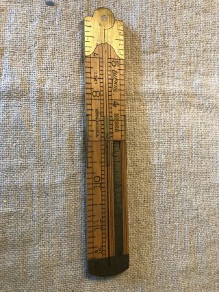 Antique Lufkin 286 Wooden Folding Ruler Brass Hinges With Caliper 12 Inch