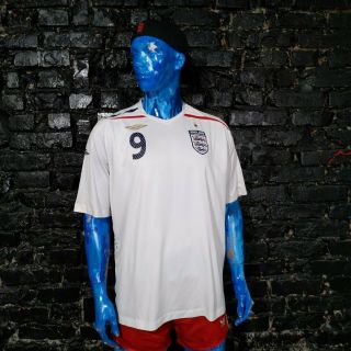 Rooney England Team Jersey Home Football Shirt 2007 - 2009 White Umbro Mens 3xl