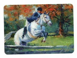 Modern Wide Swap Card,  Horse & Rider Jumping Fence - - Horses