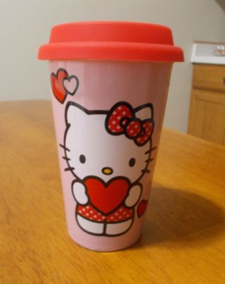 Sanrio Hello Kitty Pink Ceramic Cup Mug 10oz Travel Mug With Lid