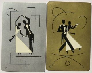 Silver Gold Dancing Couple Art Deco Single Swap Playing Card Pair