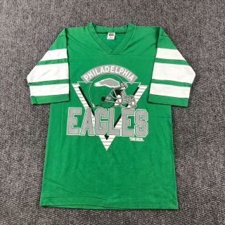 Vintage 80s Trench Philadelphia Eagles Football T Shirt Single Stitch Slim Sz M