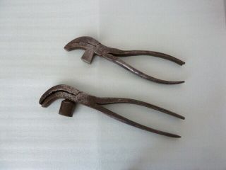 2 Antique Vintage Lasting Pliers Hammer Leather Workers Cobblers