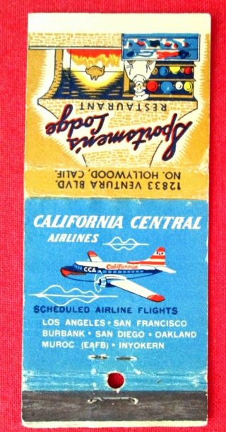 Airline / California Central (pic - Plane) The Golden State Route Matchcover