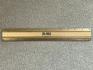 Vintage Thick Metal " The Golden Measure " Ruler Za - Rex Pure Food Products 12 "