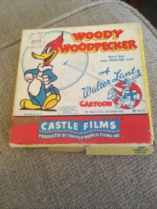 Vintage Woody Woodpecker Castle Films Cartoon Color Movie 8mm