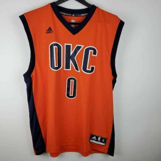 Oklahoma City Thunder Russell Westbrook 0 Adidas Mens Jersey Orange V Neck Xl