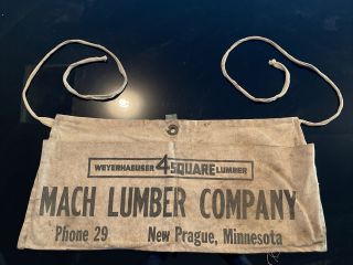 Vtg Weyerhaeuser 4 - Square Lumber Mach Company Nail Apron Prague Minnesota