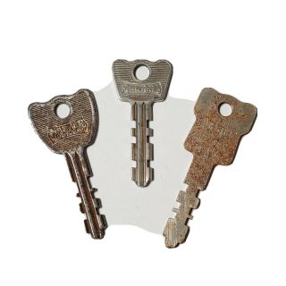 3 Vtg Master Lock Co Milwaukee Usa Flat Skeleton Keys In A Variety Of Cuts Sizes