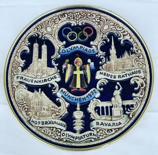 1972 Munich Olympics West Germany Olympiade Munchen Blue Stoneware Plate