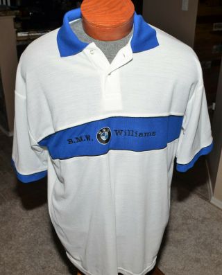 Bmw Williams Racing F1 Team Polo Shirt Embroidered White Blue Xl Extra Large Xlt