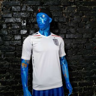 England Team Jersey Home Football Shirt 2007 - 2009 White Umbro Trikot Mens Size S