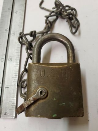 Vintage Brass USN Chicago Lock Co.  Padlock 3