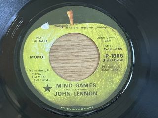 The Beatles John Lennon Promo Apple 45 Record Mind Games 1973