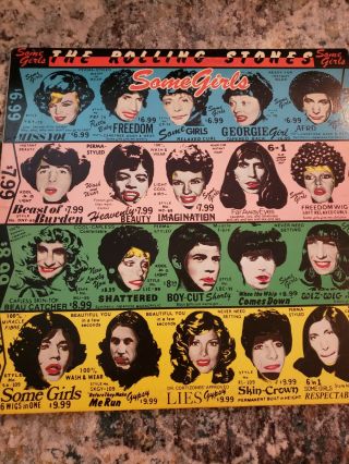 Rolling Stones Some Girls Lp 1978 Die Cut Design W Celebrity Faces Vg,