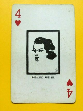 Brown Derby Caricature Actress Rosalind Russell City Of Hope Swap Playing Card