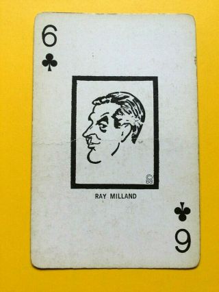 Brown Derby Caricature Actor Ray Milland City Of Hope Single Swap Playing Card