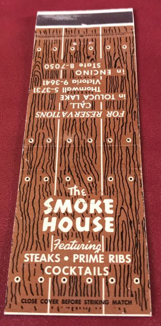 Matchbook Cover The Smoke House Toluca Lake Encino California
