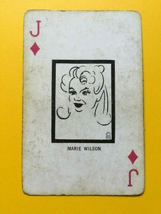 Brown Derby Caricature Actress Marie Wilson City Of Hope Swap Playing Card