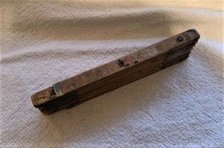 Vintage/antique Lufkin X46 Extension Folding Ruler Wood Slide Rule Attached