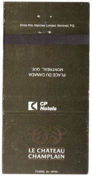 Cp Hotels Matchbook Cover Montreal Chateau Champlain Green Canadian Pacific