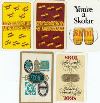 Beer Ads - Skoal - 5 Single Vintage Swap Playing Cards