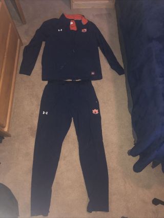 Under Armour Auburn Football Team Issued Warm - Up Suit Jacket Pants L Large