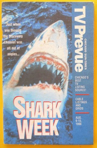 Discovery Channel Shark Week Chicago Sun - Times Tv Prevue Guide Aug 9 1998