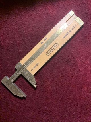 Stanley No.  136 Boxwood And Brass Sliding Caliper Rule No.  136