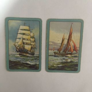 Playing Cards (2) Pair Vintage Cards Sail Boats / Ships Crafting Scrapbook Swap
