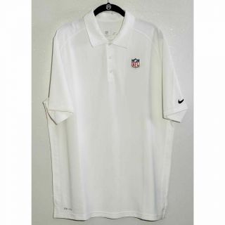 Nfl Nike Dri Fit Mens Polo Shirt White Textured Short Sleeve Collar Logo L