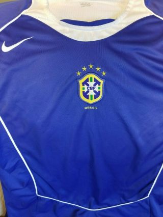 Vtg Blue Nike Fit Brazil National Soccer Football Futbol Jersey World Cup Large