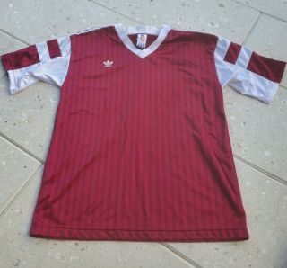 Vintage Adidas Soccer Jersey Red 7 Made In Usa Futbol Uniform Striped Sz Large