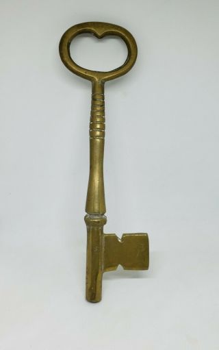 Vintage Large Decorative Solid Brass Skeleton Key 7.  5 "
