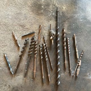 Antique Tools Brace Bit Hand Drill Auger Drilling Bits Etc. ,  Vintage Woodwork