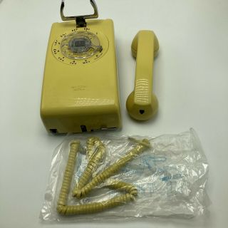 Western Electric Rotary Wall Telephone Dial Phone Yellow 554bmp