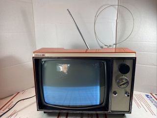 Vintage 1970s Orange Philco Ford 11” B&w Tv Powers On Not.