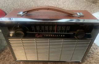 Vtg 1960 General Electric 8 Transistor Portable Radio W/batteries