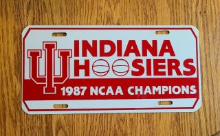 Vintage Metal 1987 Indiana Hoosiers Basketball Team Ncaa Champions License Plate