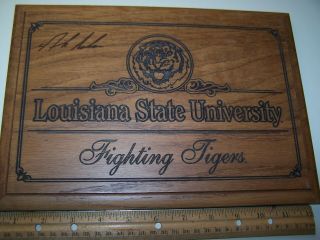 Louisiana State University Fighting Tigers Wooden Plaque Signed By Nick Saban