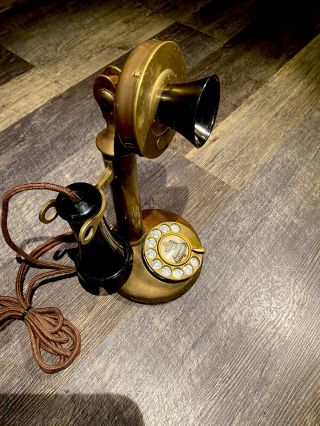 Antique Brass Candlestick Telephone Western Electric Company.