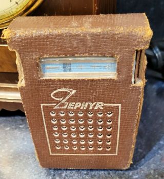 Vintage 1961 Zephyr Zr - 740 6 Transistor Portable Am Radio W/case Rare