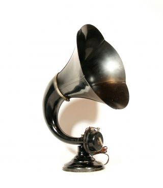 1925 Burns Radio Horn Speaker With Flower Shaped Pyralin Bell Great 2