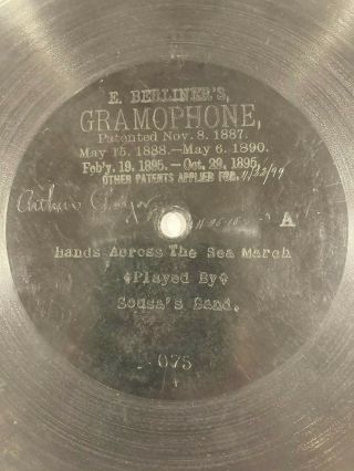 Berliner 7 Inch Phonograph Record,  Hands Acroos The Sea March,  Sousa 