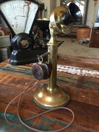 Antique Western Electric Brass Bakelite Candlestick Telephone 302w 1904