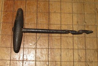 Vintage Awl Gimlet Screw Starter Tool Carpenter Cast Iron Handle Unmarked