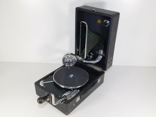 Antique 1940s Soviet Gramophone Portable Phonograph Vtg Record Player Ussr Retro