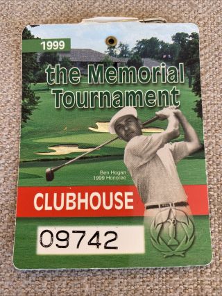 1999 Memorial Tournament Ticket/clubhouse Badge Tiger Woods Winner